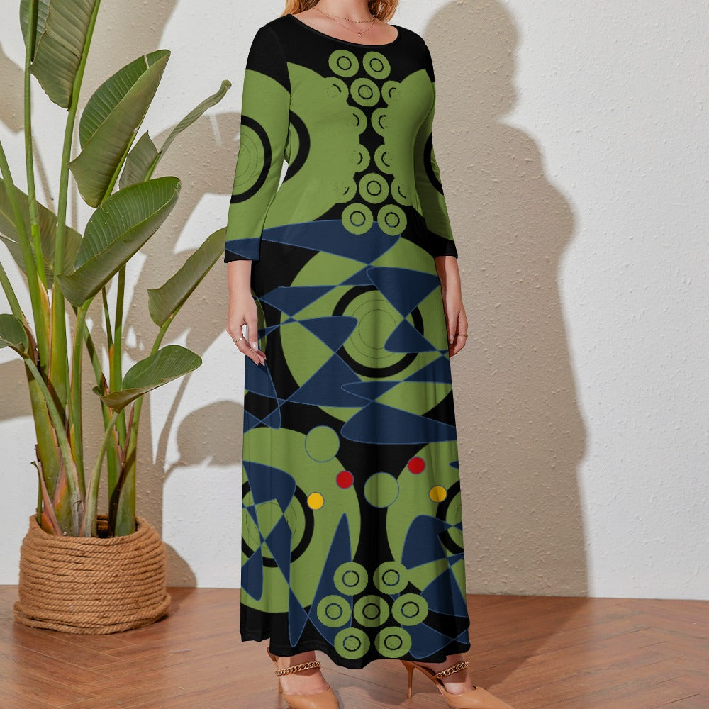 Origen Destination Women's Loose Crew Neck Long Sleeve (Full-figure) Dress