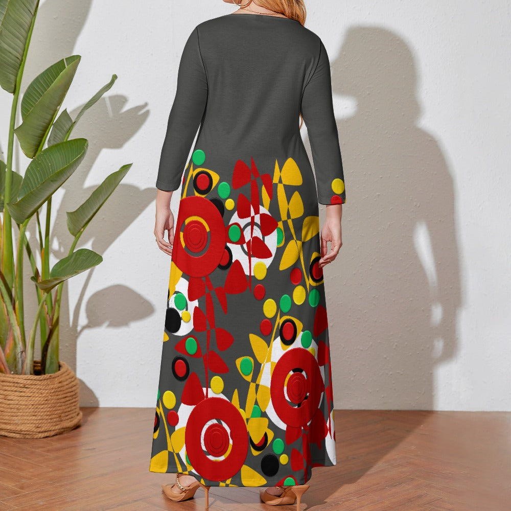 Origen Destination Women's Loose Crew Neck Long Sleeve (Full-figure) Dress