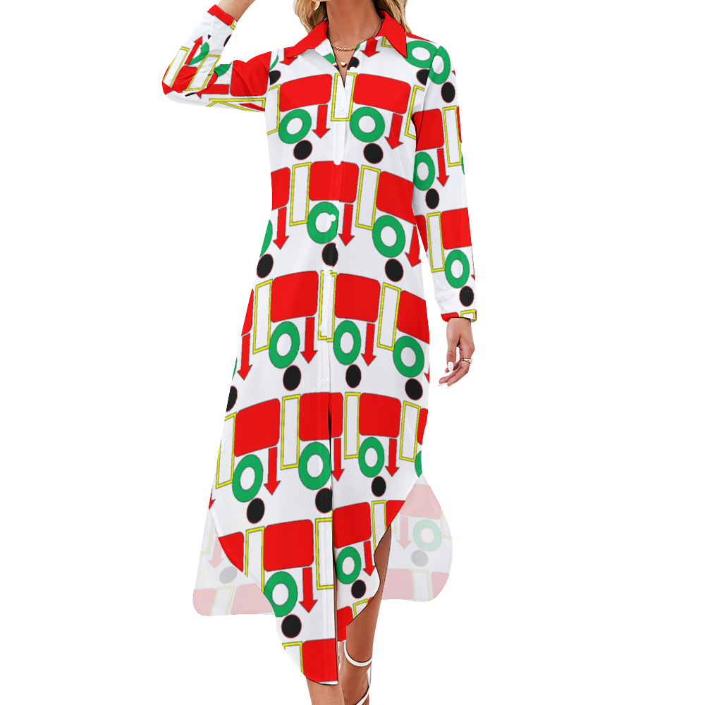 OD Women's Long Sleeves Shirt Dress Button Up