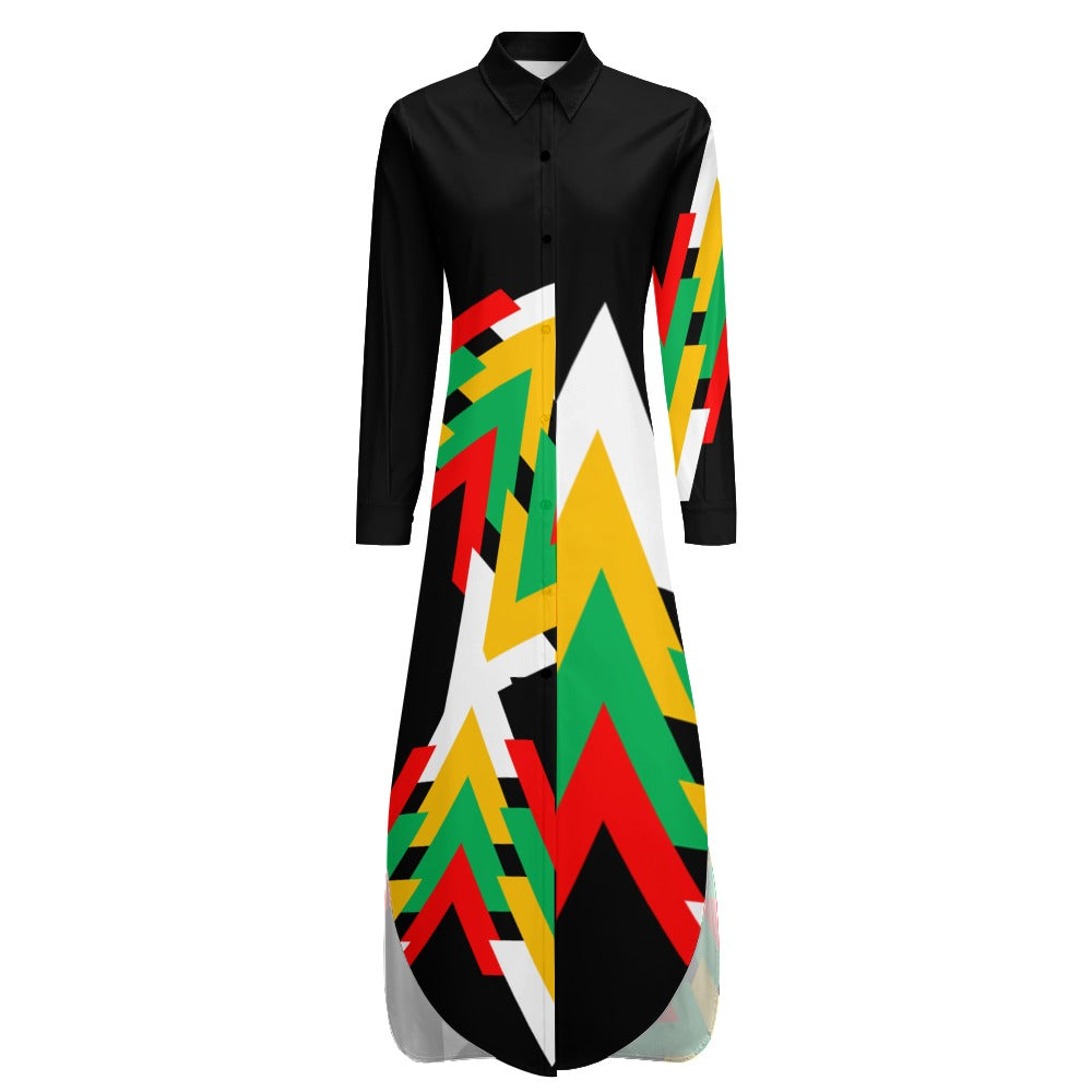 Origen Destination Women's Long Sleeve Button Neck Shirt Dress