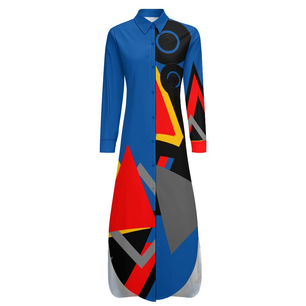 Origen Destination Women's Long-sleeve Button-neck Shirt Dress