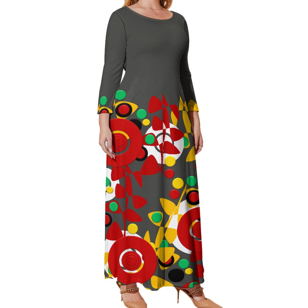 Origen Destination Women's Loose Crew Neck Long Sleeve (Full-figure) Dress