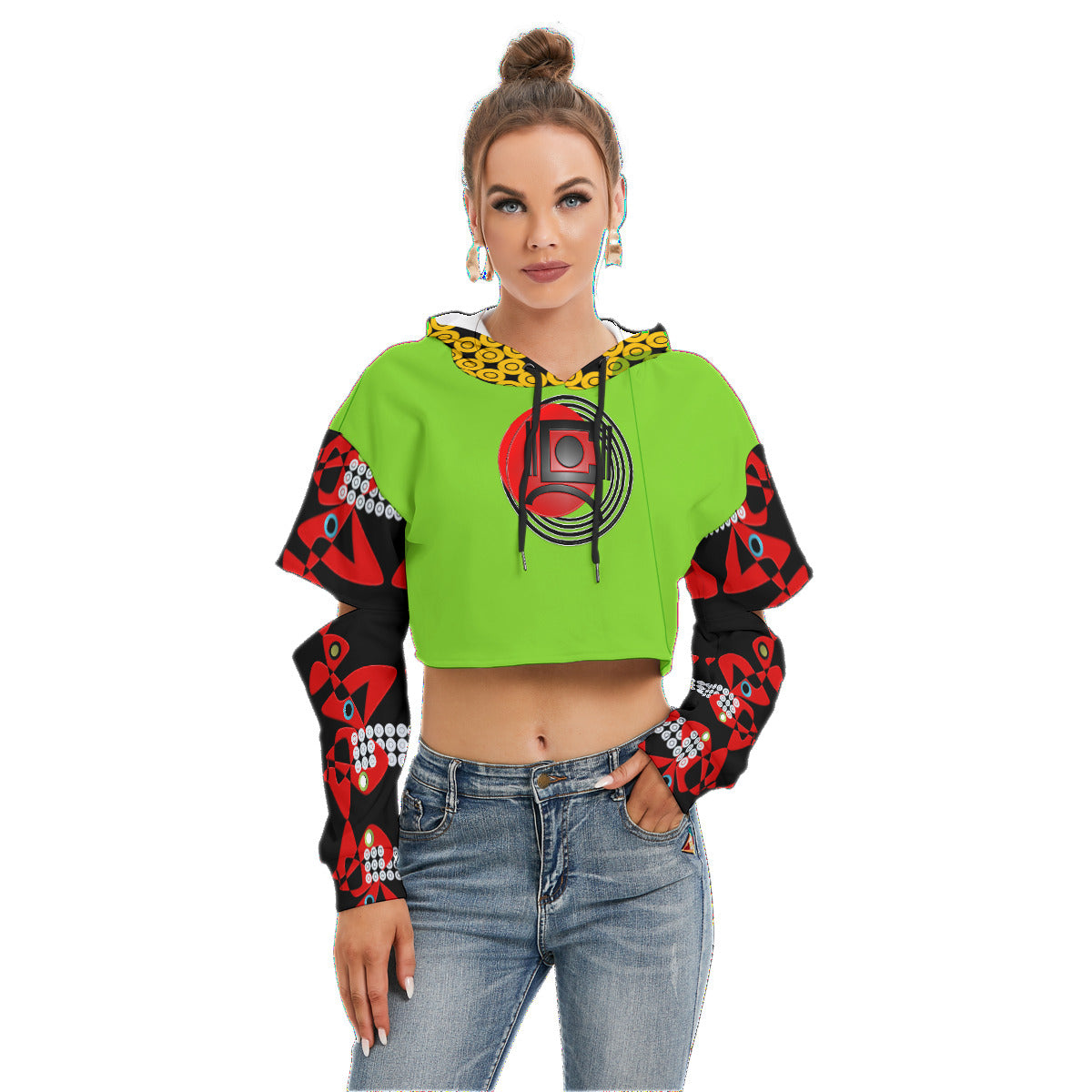 OD Women's Sig Heavy Hollow Out Sleeve Hoodie YGrn