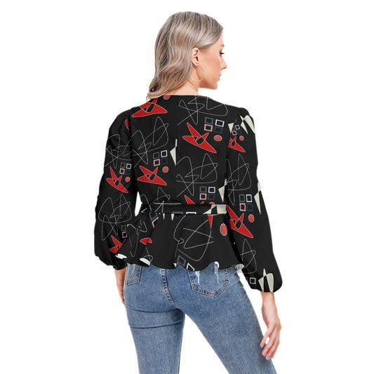 Origen Destination Women's Long-sleeve Flare Peplum blouse