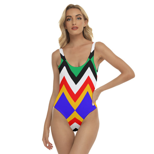 Origen Destination |On-Arrival Point of Origen Women's Blue/Sage/Red One-piece Swimsuit