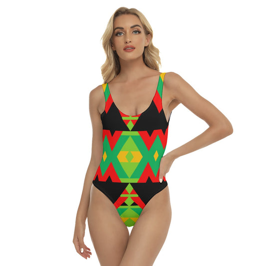 Origen Destination |On-Arrival Point of Origen Women's Red/Black/Green One-piece Swimsuit