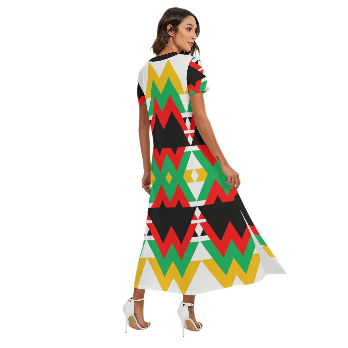 Origen Destination |On-Arrival Point of Origen Dia-symbol Women's V-neck Dress With Short Sleeve