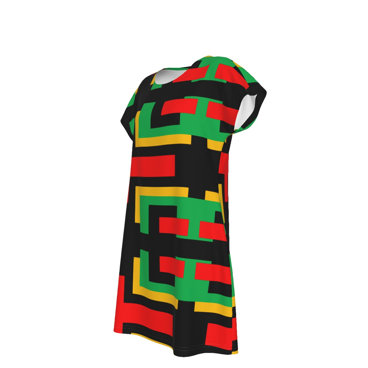 Origen Destination |On-Arrival Point of Origen Women's Black/Multicolor Short Sleeve Dress