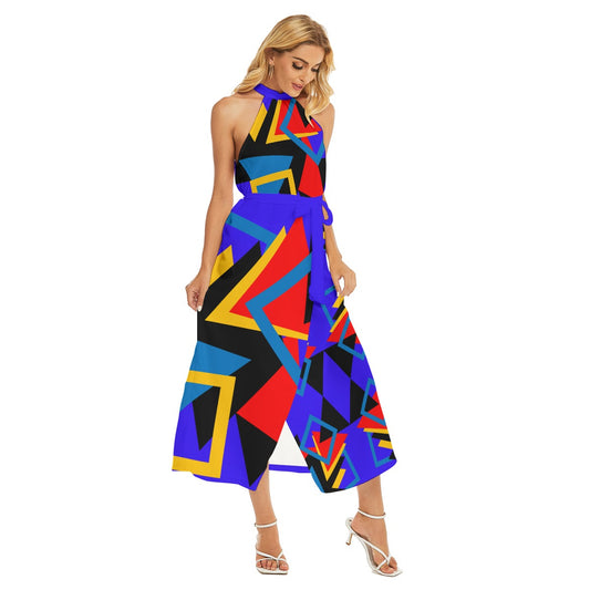 Origen Destination Women's Wrap Hem Belted Halter Dress