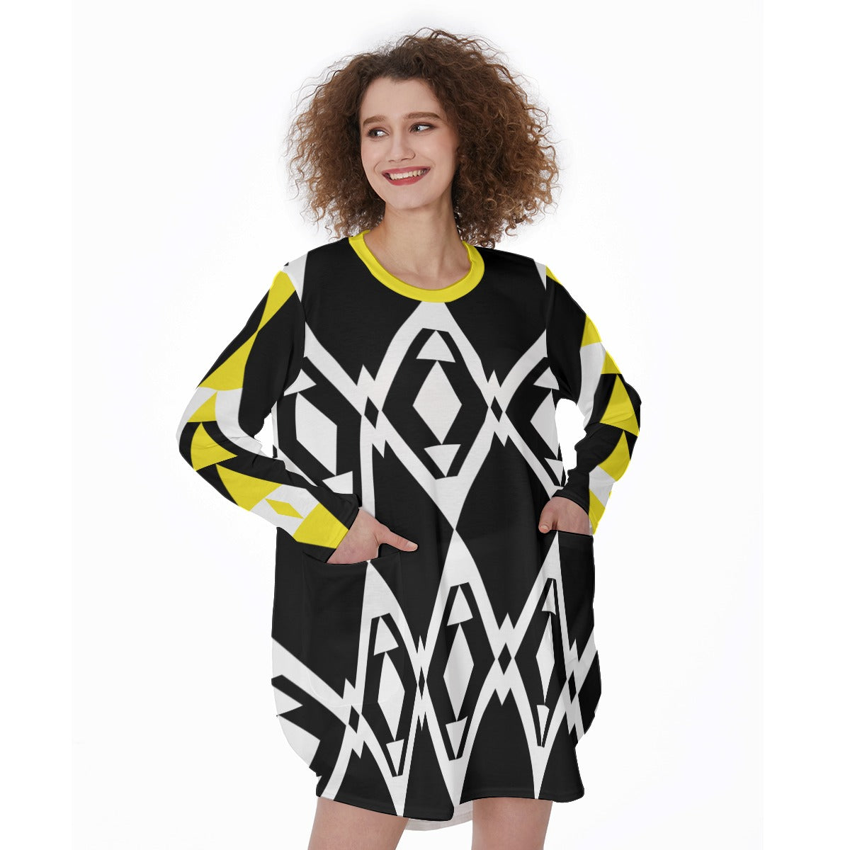 Origen Destination | On-Arrival Point of Origen  Dia-Symbol Women's Casual Long Sleeve Dress