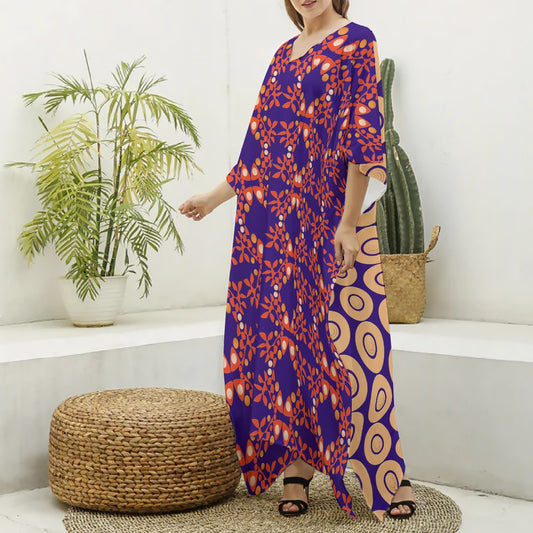 Origen Destination Women's V-neck Patterned Kaftan Robe