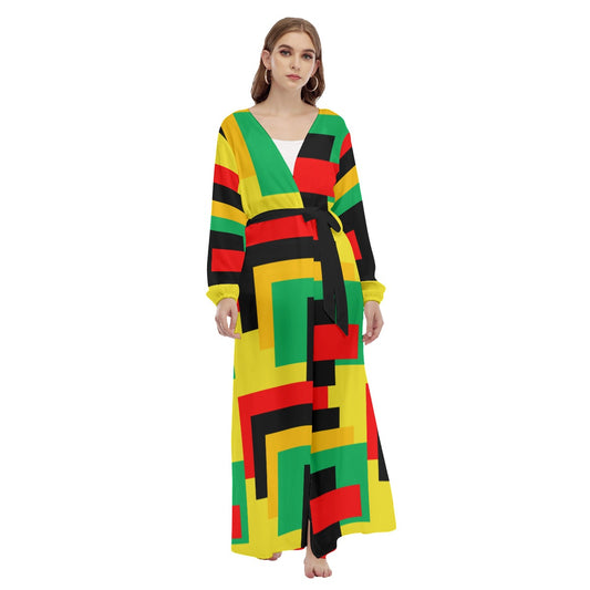 Origen Destination |On-Arrival Point of Origen Women's Green/Red/Multicolor Beach Long Coat
