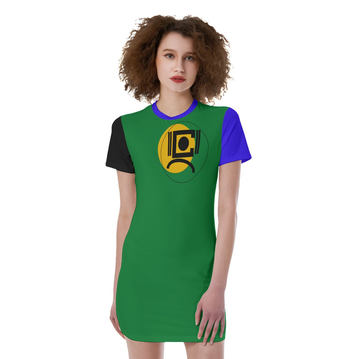 Origen Destination |On-Arrival Point of Origen  Women's Short Sleeve Green Fitted Dress