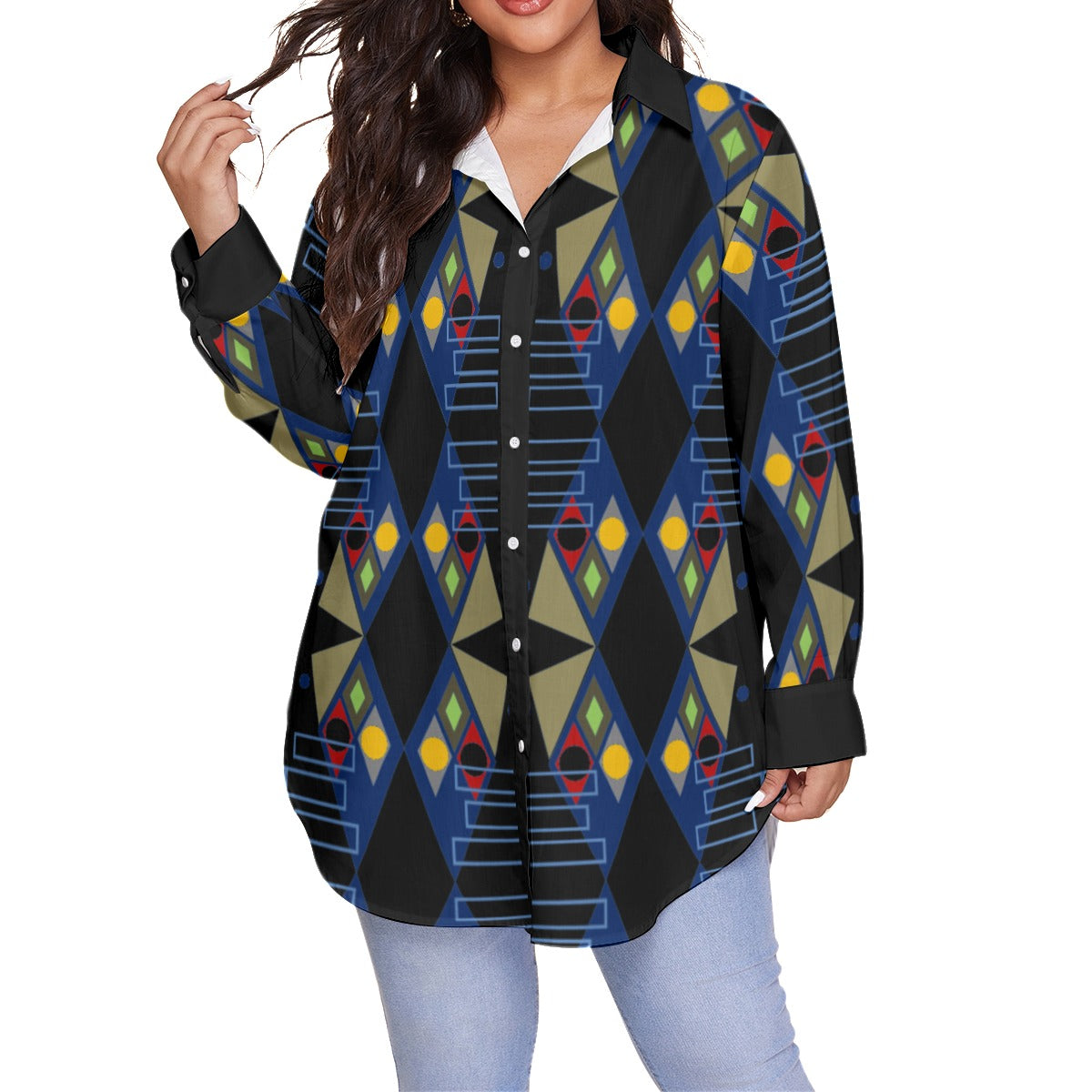 Origen Destination Women's Long-sleeve Classic Button-down Shirt (Plus)