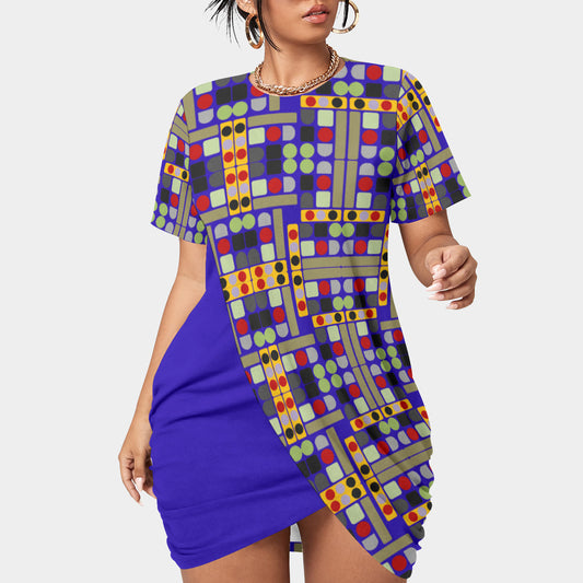 OD Women’s Stacked Hem Dress With Short Sleeve(FF)BB
