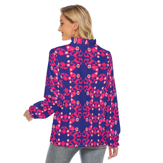 Origen Destination Women's Pleated Collar V-neck Blouse