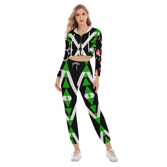 Origen Destination Dia-Symbol Women's Crop Hoodie Sports Jumpsuit