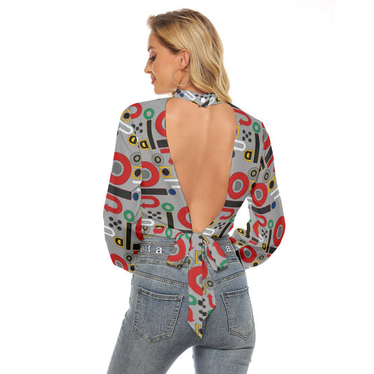 OD Print Women's Halter T-shirt BlkPt