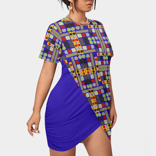 OD Women’s Stacked Hem Dress With Short Sleeve(FF)BB