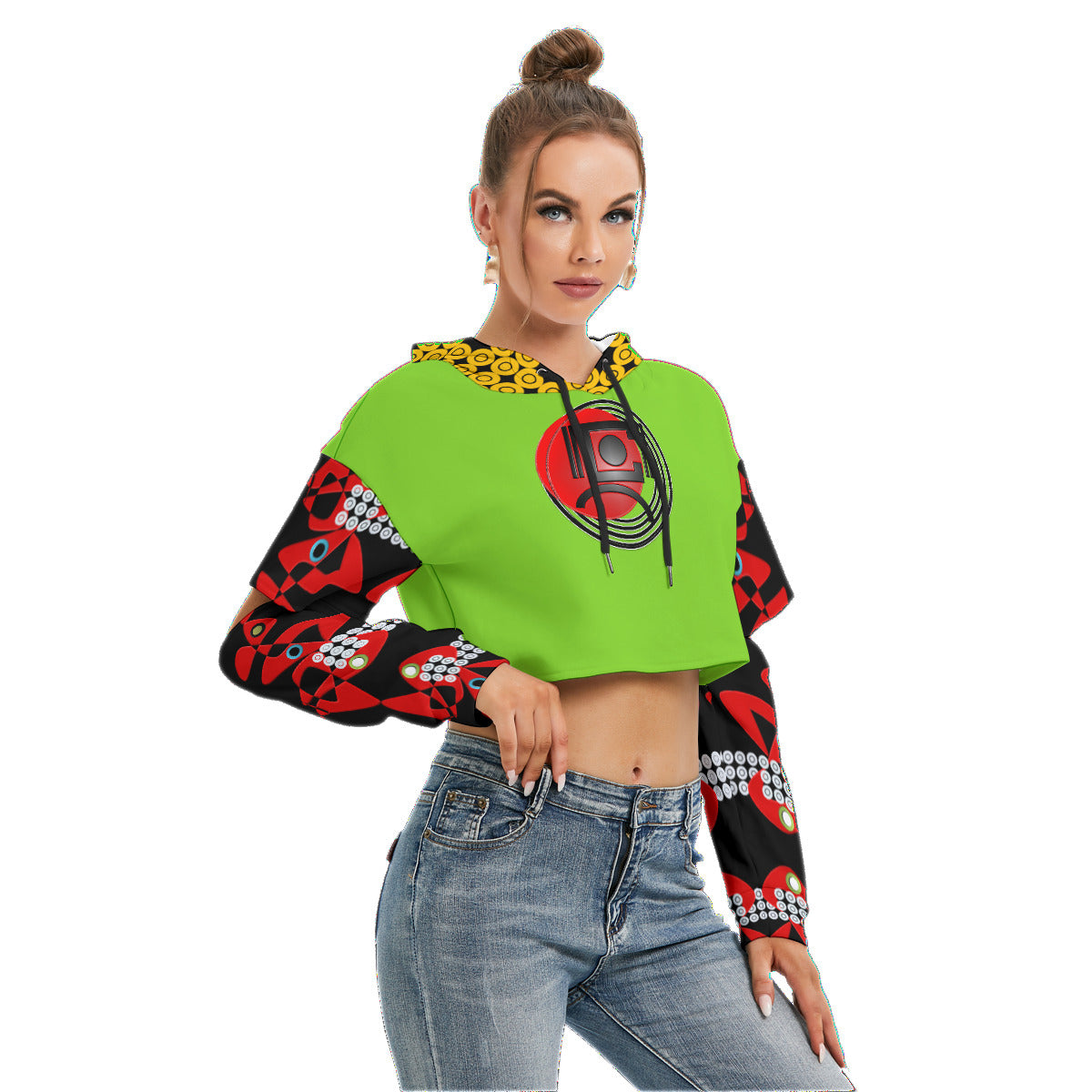OD Women's Sig Heavy Hollow Out Sleeve Hoodie YGrn