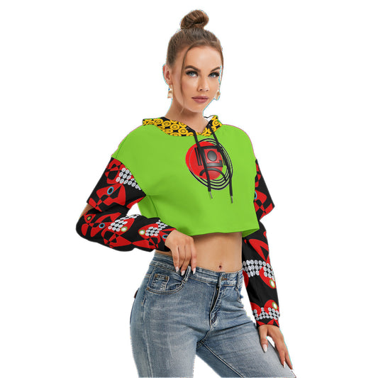 OD  Women's Sig Heavy Hollow Out Sleeve Hoodie YGrn