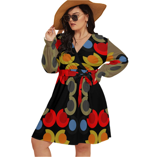 Origen Destination Women's V-neck Dress With Waistband(Plus Size)