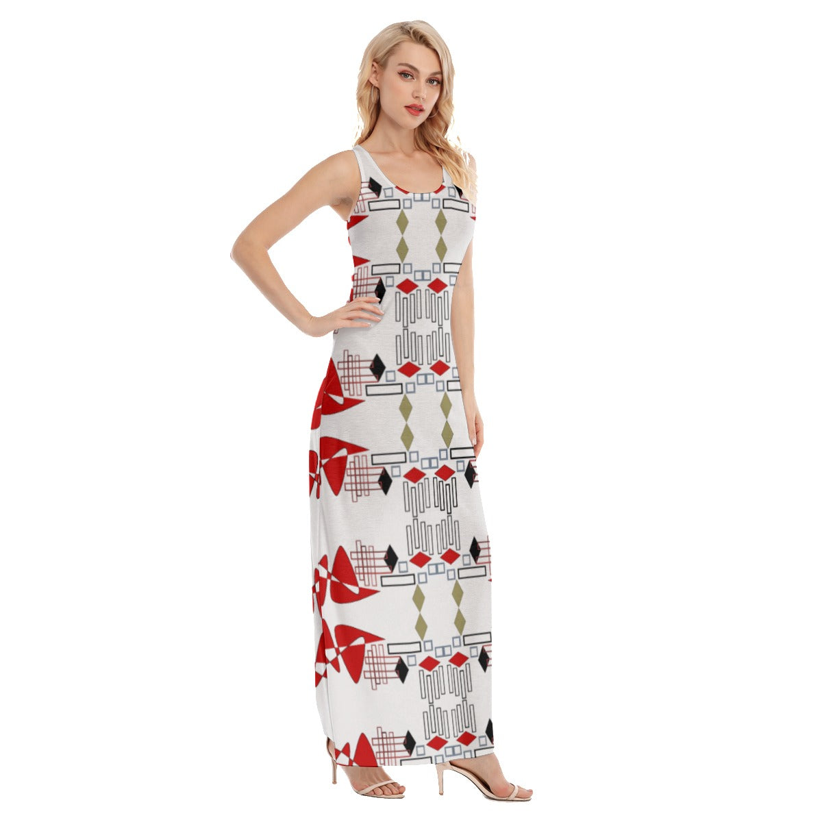 Origen Destination Women's White Patterned Vest Dress