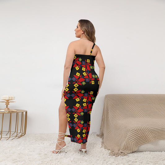 Origen Destination Women's Oblique-Shoulder Exposure Dress With Side Split (Plus Size)
