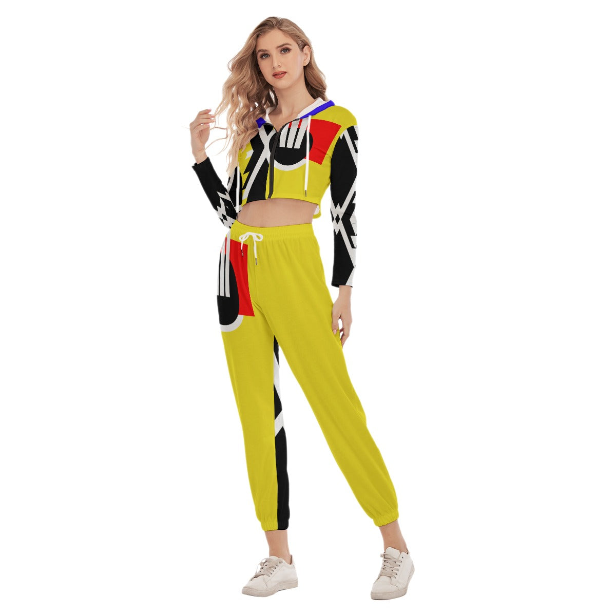 Origen Destination Origen Symbol-inspired Women's Yellow Crop Hoodie Jumpsuit