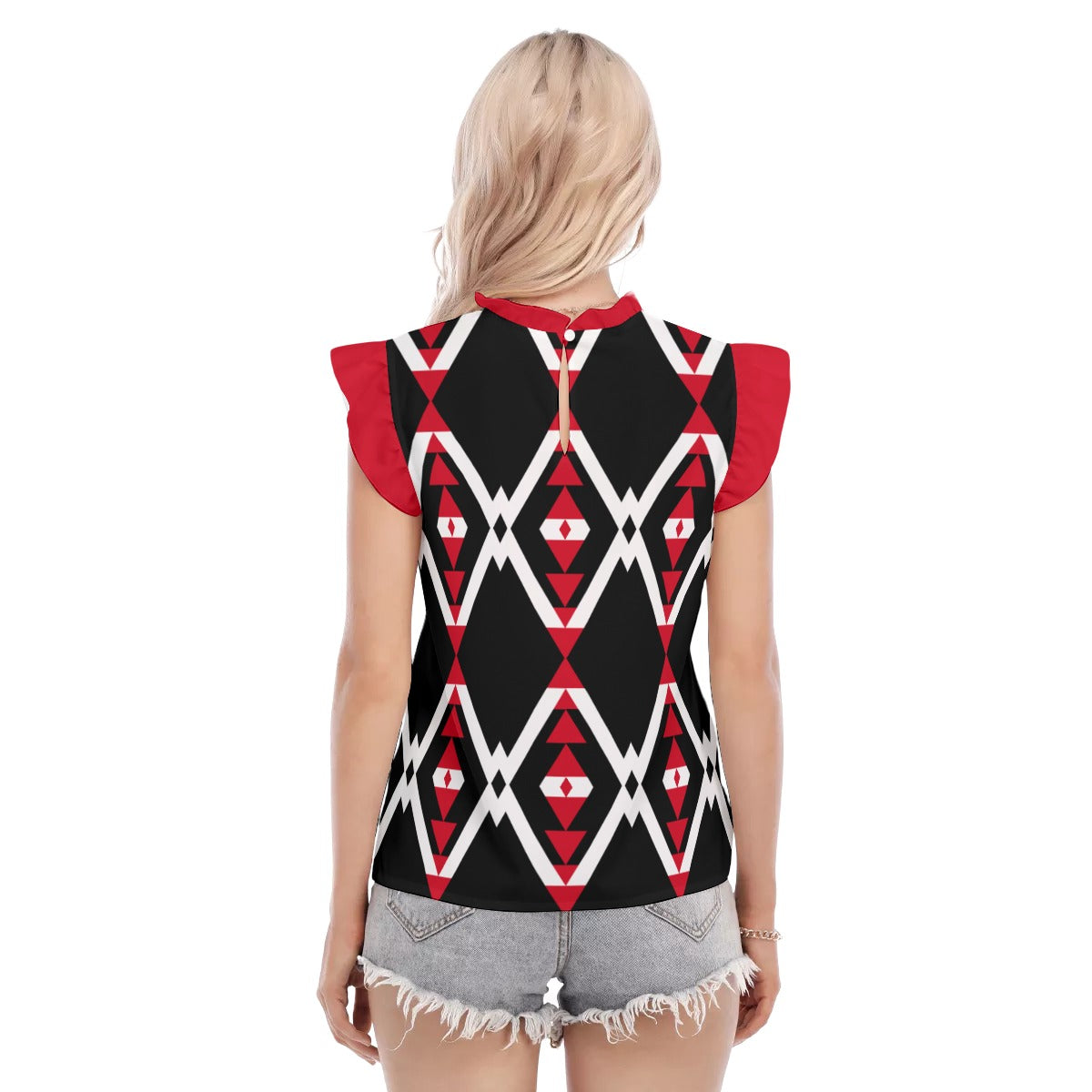 Origen Destination |On-Arrival Point of Origen Dia-Symbol Women's Blouse With Ruffle Collar