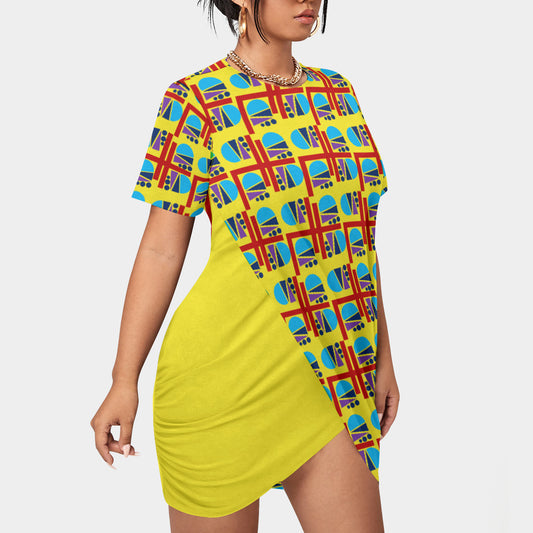 OD Women’s Stacked Hem Dress With Short Sleeve(FF)TurY