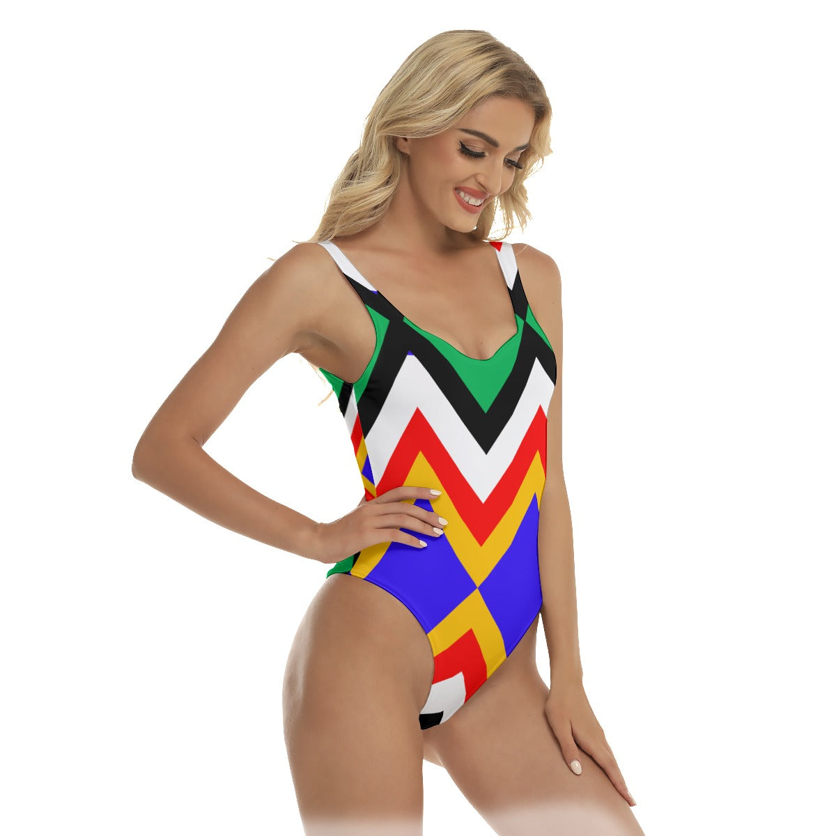 Origen Destination |On-Arrival Point of Origen Women's Blue/Sage/Red One-piece Swimsuit