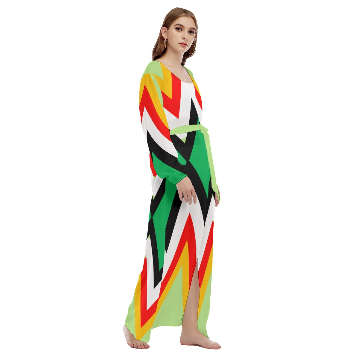 Origen Destination |On-Arrival Point of Origen Women's Sage/Multicolor Beach Long Coat
