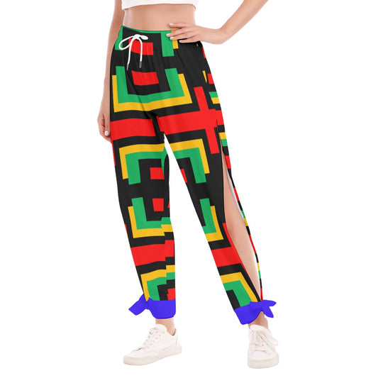 Origen Destination |On-Arrival Point of Origen Women's High Side Slits Pants With Bottom Strap