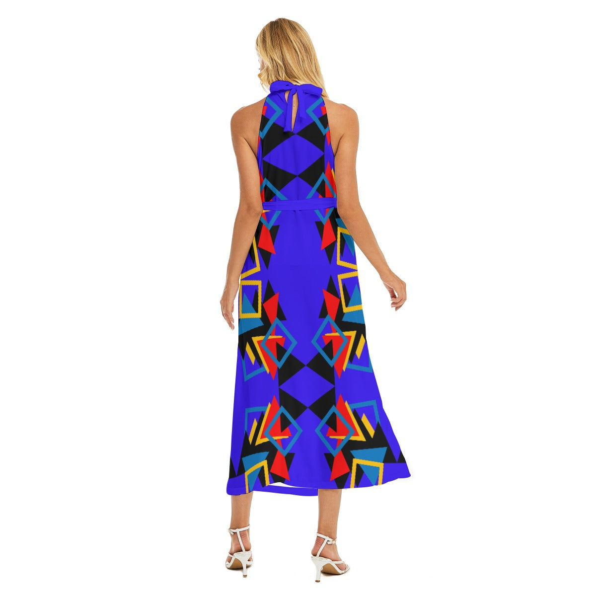 Origen Destination Women's Wrap Hem Belted Halter Dress