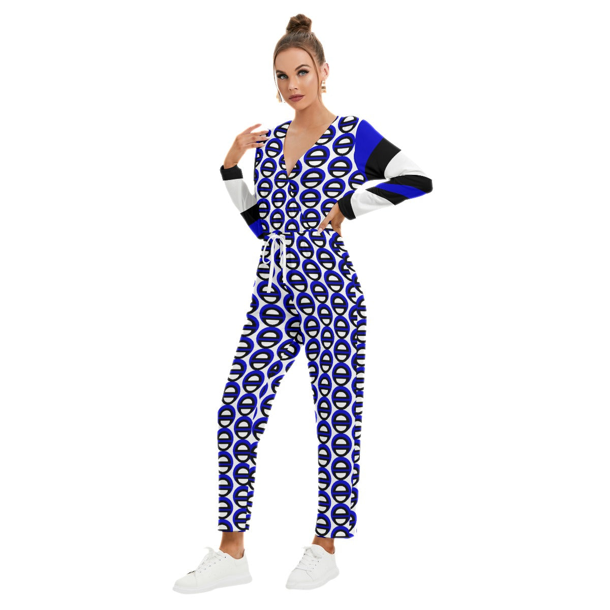Origen Destination |Blu-Light Women's V-neck High Waist Jumpsuit
