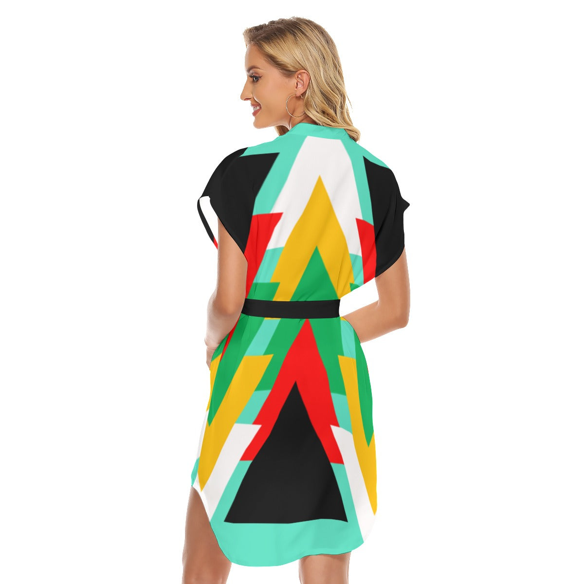 Origen Destination |On-Arrival Point of Origen Women's Stand-up Collar Casual Dress With Belt