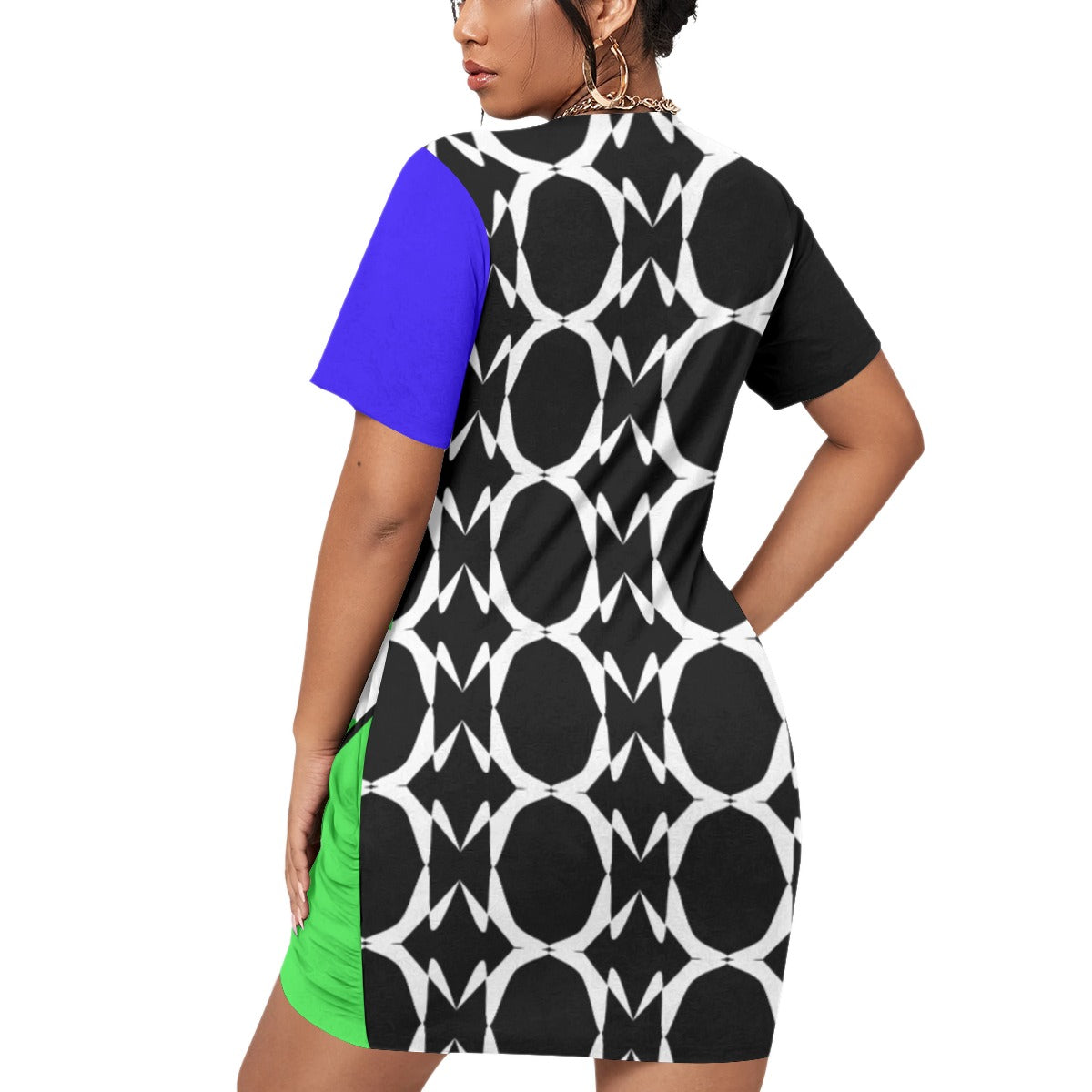 Origen Destination |On-Arrival Point of Origen Symbol-inspired Women's Stacked Hem Dress With Short Sleeve (Full-figured)