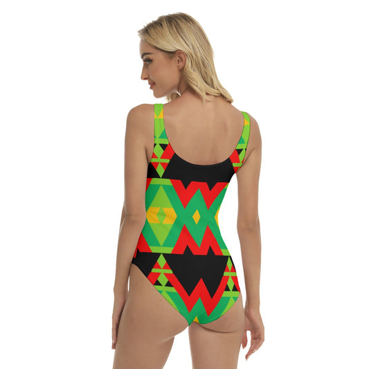Origen Destination |On-Arrival Point of Origen Women's Red/Black/Green One-piece Swimsuit