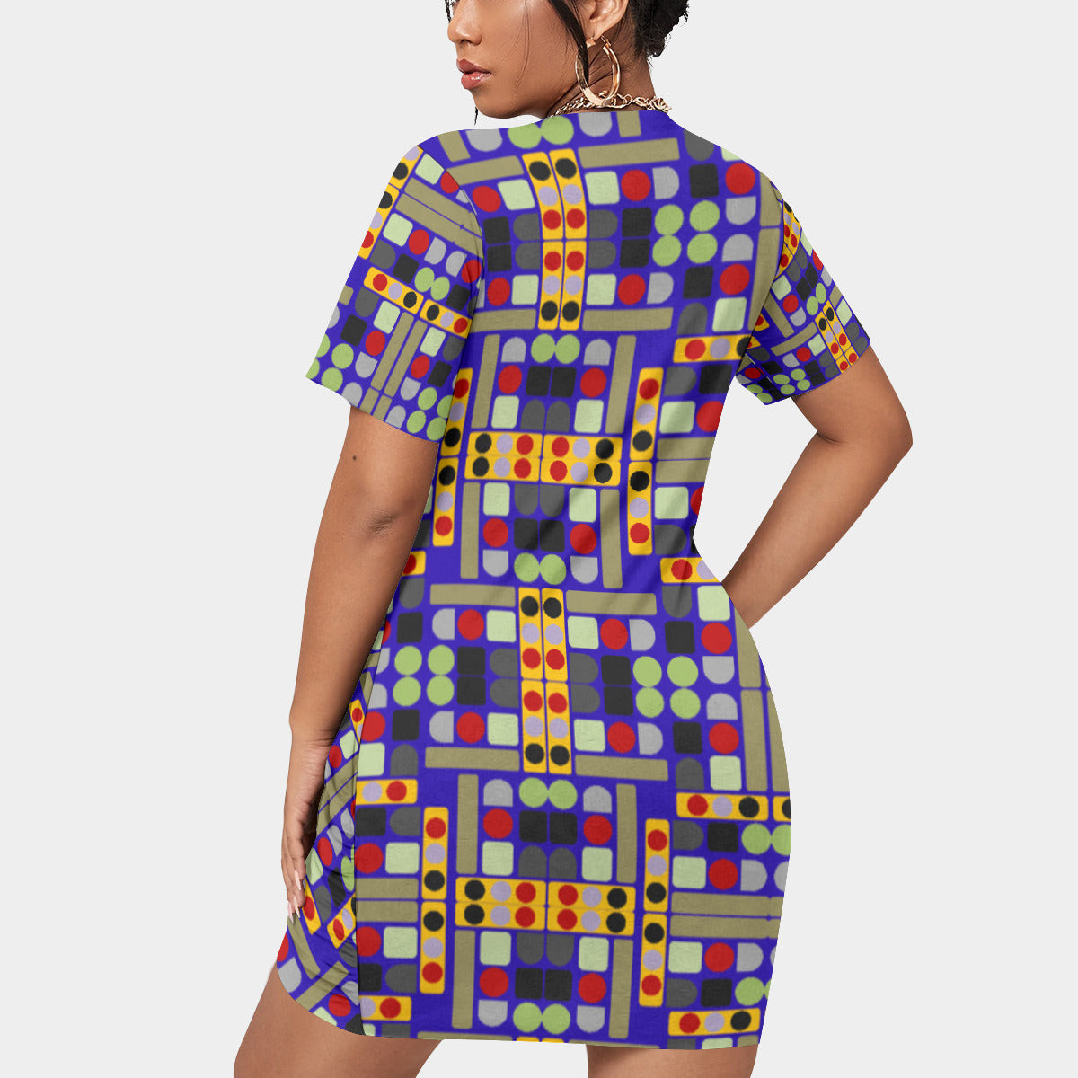 OD Women’s Stacked Hem Dress With Short Sleeve(FF)BB