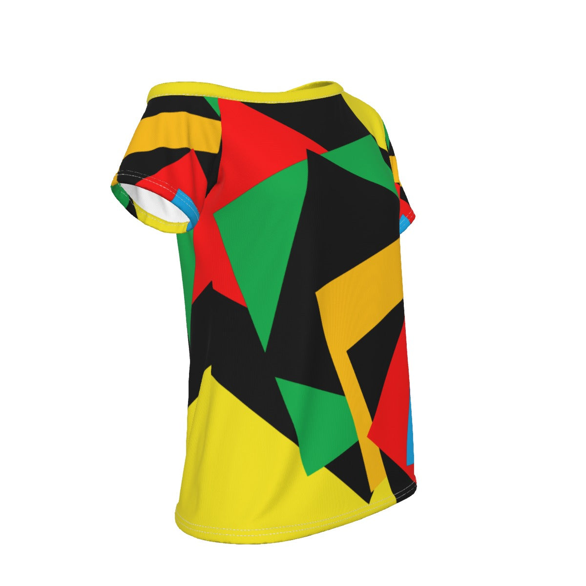 Origen Destination |On-Arrival Point of Origen Women's Black/Gold/Red Off-Shoulder T-shirt