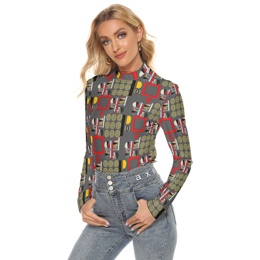 OD Print Women's Stretchable Turtleneck Top GY