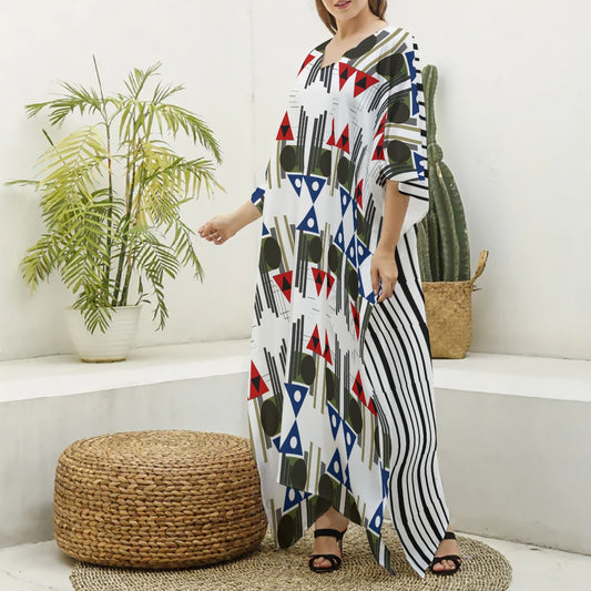 Origen Destination Women's V-neck Patterned Kaftan Robe