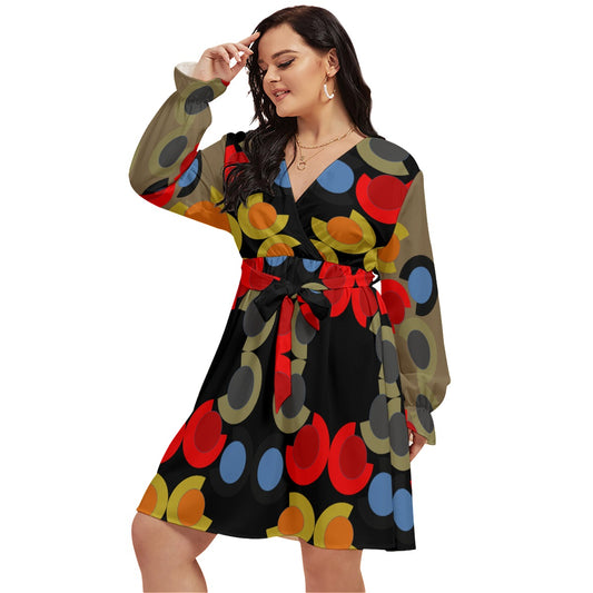 Origen Destination Women's V-neck Dress With Waistband(Plus Size)