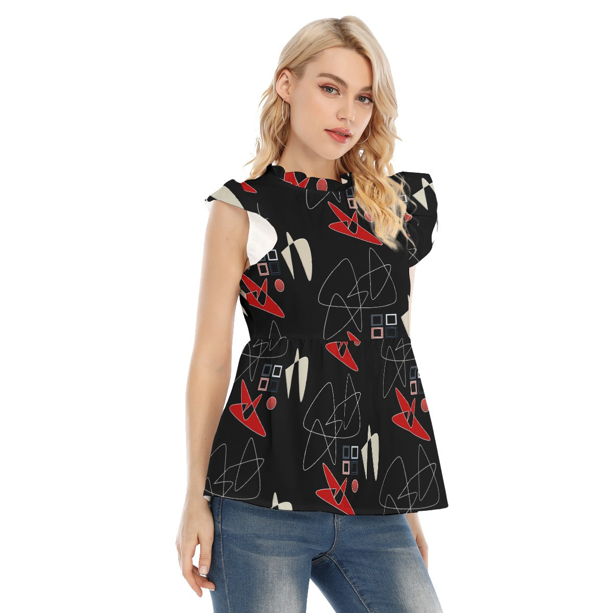 Origen Destination Sleeveless Ruffle blouse