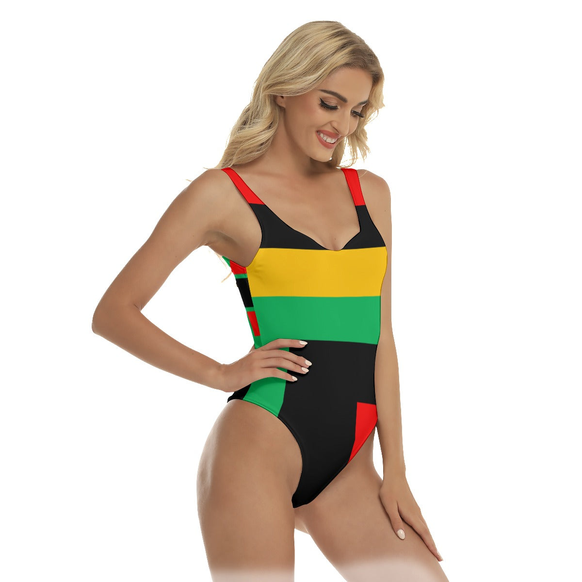 Origen Destination |On-Arrival Point of Origen Women's Red/Black/Green One-piece Swimsuit