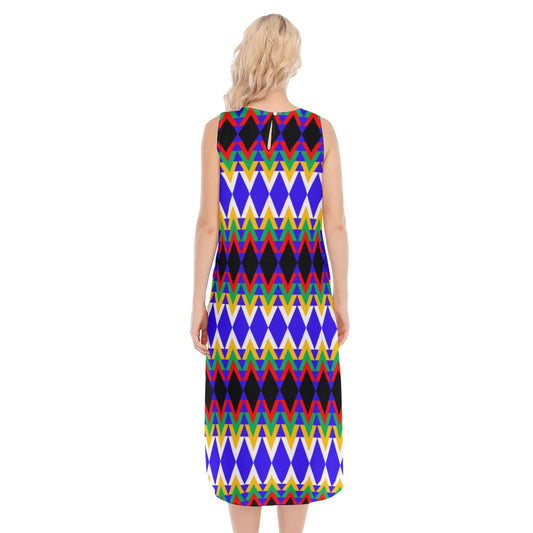 Origen Destination |On-Arrival Point of Origen Dia-symbol Women's Sleeveless Long Dress