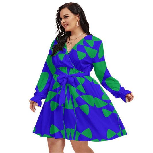 Origen Destination |On-Arrival Point of Origen Women's V-neck Dress With Waistband (Full-figured)