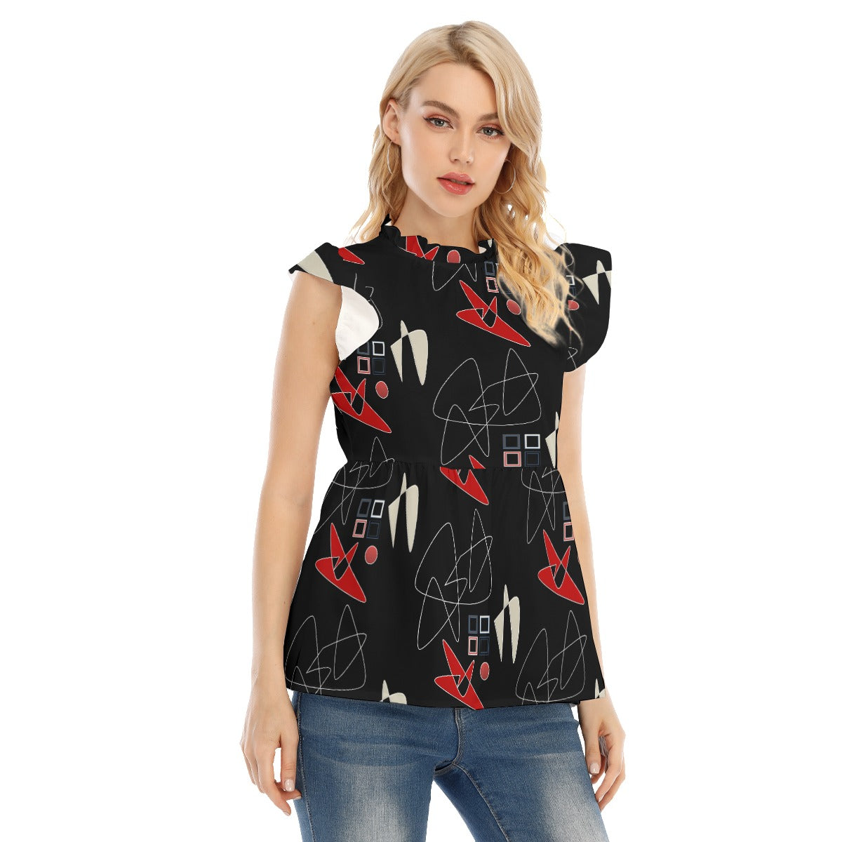Origen Destination Sleeveless Ruffle blouse