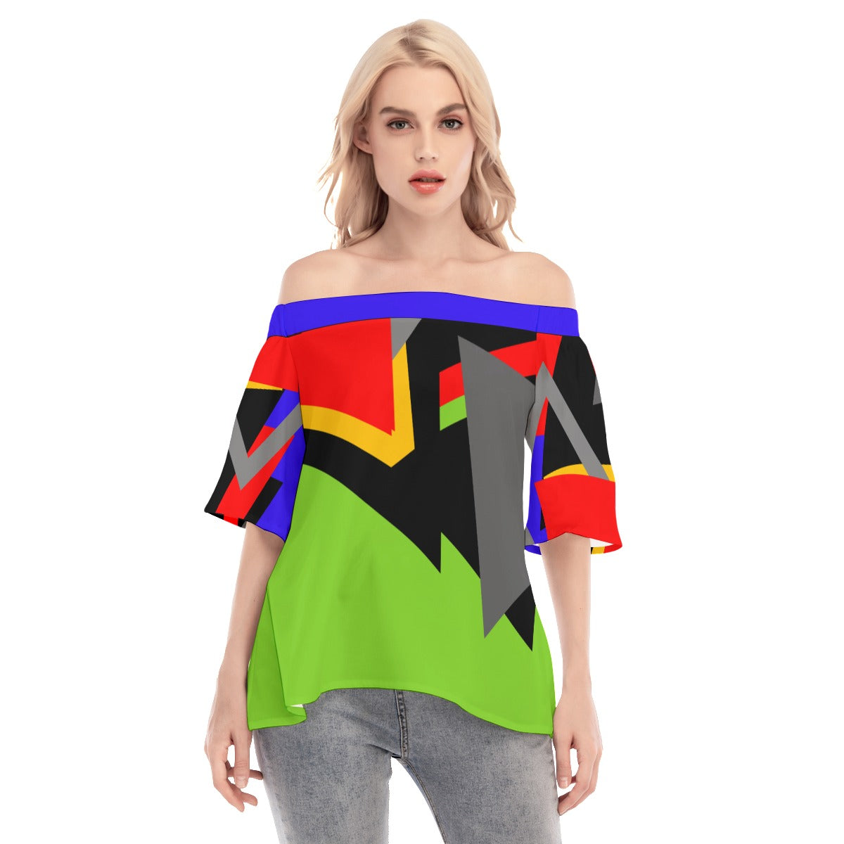 Origen Destination| Dia-Symbol Women's Off-shoulder Flared Sleeves top